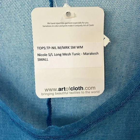 NWT Art of Cloth Lagenlook boho green and blue hombre, long sheer top small - Picture 5 of 7